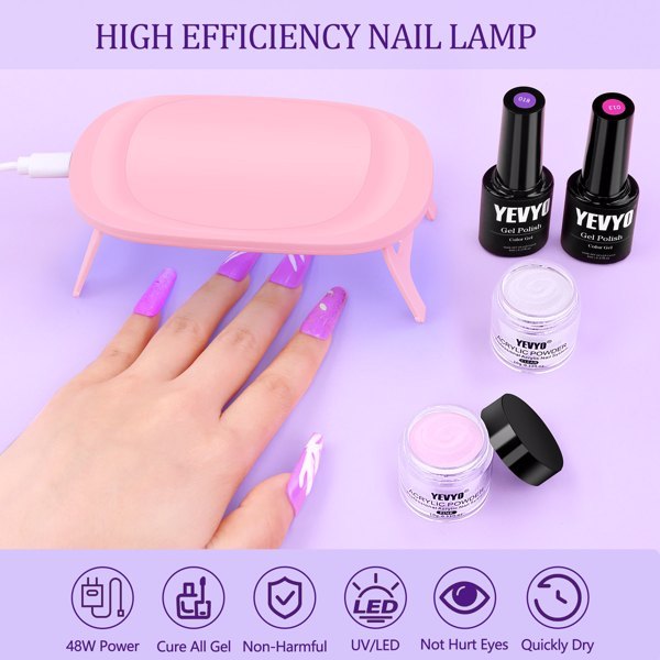 Acrylic Nail Kit With UV, 4 Color Gel Polishing Kit