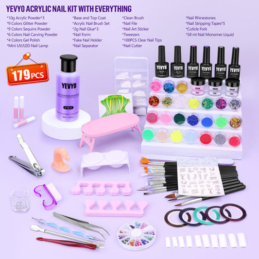 Acrylic Nail Kit With UV, 4 Color Gel Polishing Kit
